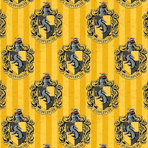 Harry Potter Hufflepuff-Digitaldruck, 100 % Baumwolle, 110 cm breit, ideal zum Basteln, Tischdecke, Quilten, Nähen, Schneidern, Heimdekoration von Camelot Fabrics