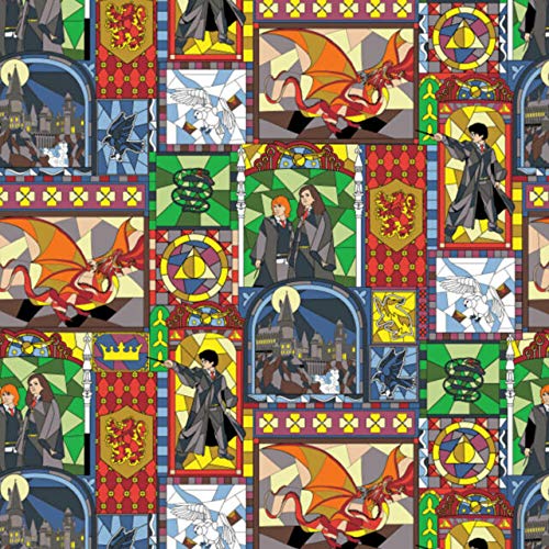 Fat Quarter Harry Potter Patchworkstoff, Buntglas, 100 % Baumwolle von Camelot