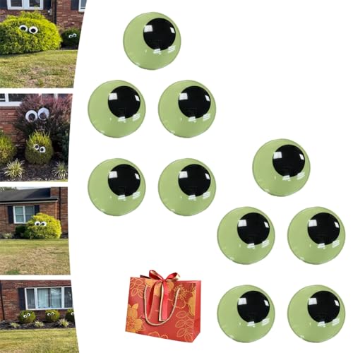 Halloween Eyes for Bushes, Big Googly Eyes for Bushes, Leuchtende Selbstklebende Wackelaugen, Halloween Riesige Kulleraugen Große Kulleraugen für DIY Halloween Dekoration (Glowing-10cm-10set) von Camic