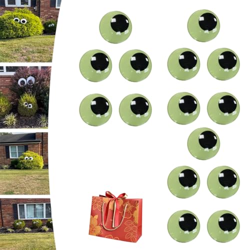 Halloween Eyes for Bushes, Big Googly Eyes for Bushes, Leuchtende Selbstklebende Wackelaugen, Halloween Riesige Kulleraugen Große Kulleraugen für DIY Halloween Dekoration (Glowing-10cm-15set) von Camic