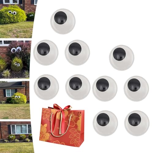 Halloween Eyes for Bushes, Big Googly Eyes for Bushes, Leuchtende Selbstklebende Wackelaugen, Halloween Riesige Kulleraugen Große Kulleraugen für DIY Halloween Dekoration (Transparent-10cm-10set) von Camic