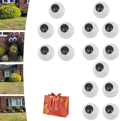 Halloween Eyes for Bushes, Big Googly Eyes for Bushes, Leuchtende Selbstklebende Wackelaugen, Halloween Riesige Kulleraugen Große Kulleraugen für DIY Halloween Dekoration (Transparent-10cm-15set) von Camic