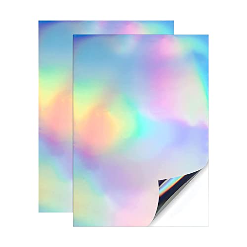 Camidy 20 Sheets Holographic Sticker Paper Clear A4 Vinyl Sticker Paper Self-Adhesive Waterproof Printable Dries Quickly Vinyl Sticker Paper, 8.25x11.7 von Camidy