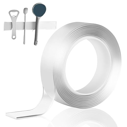 Camiraft 2M Doppelseitiges Klebeband Extra Stark Transparent,Nano Double Sided Tape,Abnehmbar Spurlos Klebeband Doppelseitig Dünn für Teppich,Foto Wand,Küche,Zuhause,Auto,Outdoor,Waschbares von Camiraft