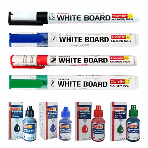 Camlin Kokuyo Whiteboard Marker + Camlin Marker Tinte 15ml Rot Schwarz Blau Grün von Camlin