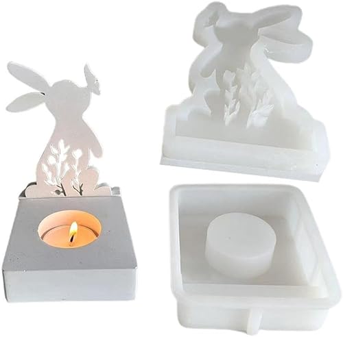 Campsie Silikonformen Gießformen - Ostern Hase Backform | Kaninchen Silikonformen Ostern Hasenform Für Ostern | Hase Silikon Kerzenhalter Gießform Für Kerzenständer, Teelichter, Geschenke von Campsie