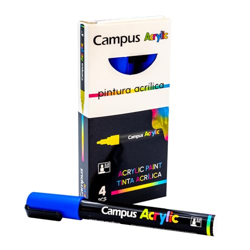 Campus Acrylstifte, Packung mit 2 mm Rundspitze, Permanentmarker auf Wasserbasis, undurchsichtig und schnell trocknend (Dunkelblau) von Campus