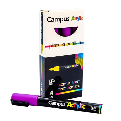 Campus Acrylstifte, Packung mit 2 mm Rundspitze, Permanentmarker auf Wasserbasis, undurchsichtig und schnell trocknend (Violett) von Campus