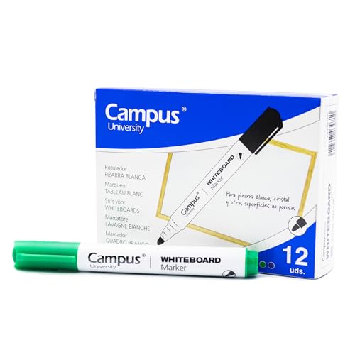 Campus Packung mit 12 Whiteboard-Markern mit konischer Spitze von 2 mm, ideal zum Schreiben auf Glas, Whiteboard und anderen glatten Oberflächen von Campus