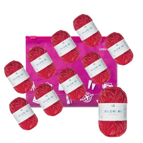 Chenille Chenillegarn Haekelgarn Bastelgarn Ricorumi Amigurumi Wolle 10 Knäul rot von Camtiac