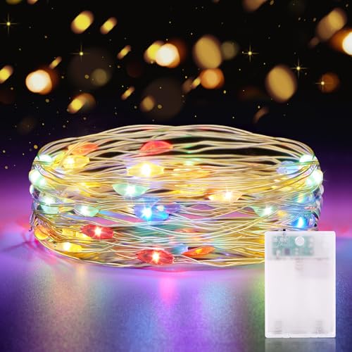 2M Lichterkette Batterie Timer, 20er LED Lichterkette Bunt Batterie, Kupferdraht Lichterkette IP65 wasserdicht für DIY Schlafzimmer Garten Party Weihnachten Hochzeit Deko von CandLuc