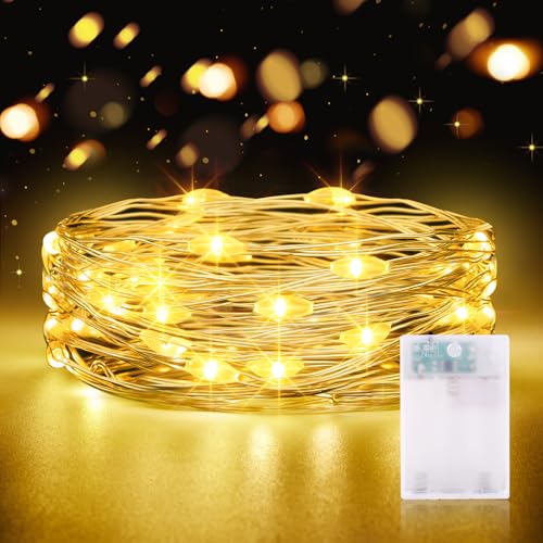 LED Lichterkette Batterie mit Timer, 2M 20LED Kupferdraht Lichterkette Innen Lichterkette Wasserdicht für DIY Schlafzimmer Garten Party Weihnachten Halloween Hochzeit Deko von CandLuc