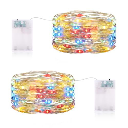 Lichterkette Batterie mit Timer, 2 x 50er LED Lichterkette Batterie 5M Mini Lichterkette IP65 Wasserdichte für Party, Weihnachten, Halloween, Hochzeit Deko von CandLuc