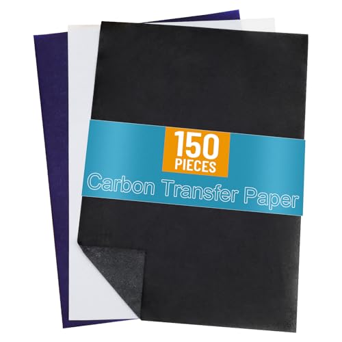 Candcamp 150 Blatt Carbon Transferpapier A4 Kohlepapier für Transparentpapier A4 für Schnittmuster Carbon Kopierpapier für Holz Papier Leinwand Stickerei Weiß Schwarz Blau von Candcamp