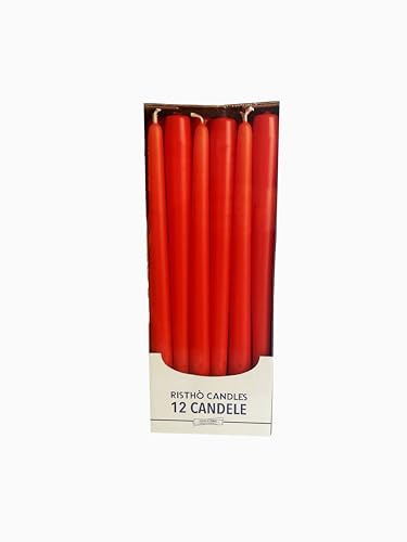 Candele Semplici Konische Kerzen für Kerzenhalter, Paraffinwachs, rot, 2,2 cm, 12 Stück von Candele Semplici