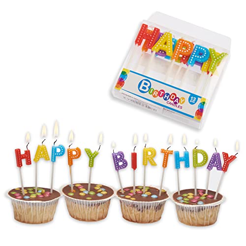 Candelo 13er Set Geburtstagskerzen Kuchenkerzen - Buchstabenkerzen für Geburtstagstorte ohne Duft - Happy Birthday Kerze Geburtstag Kuchen Dekoration von Candelo