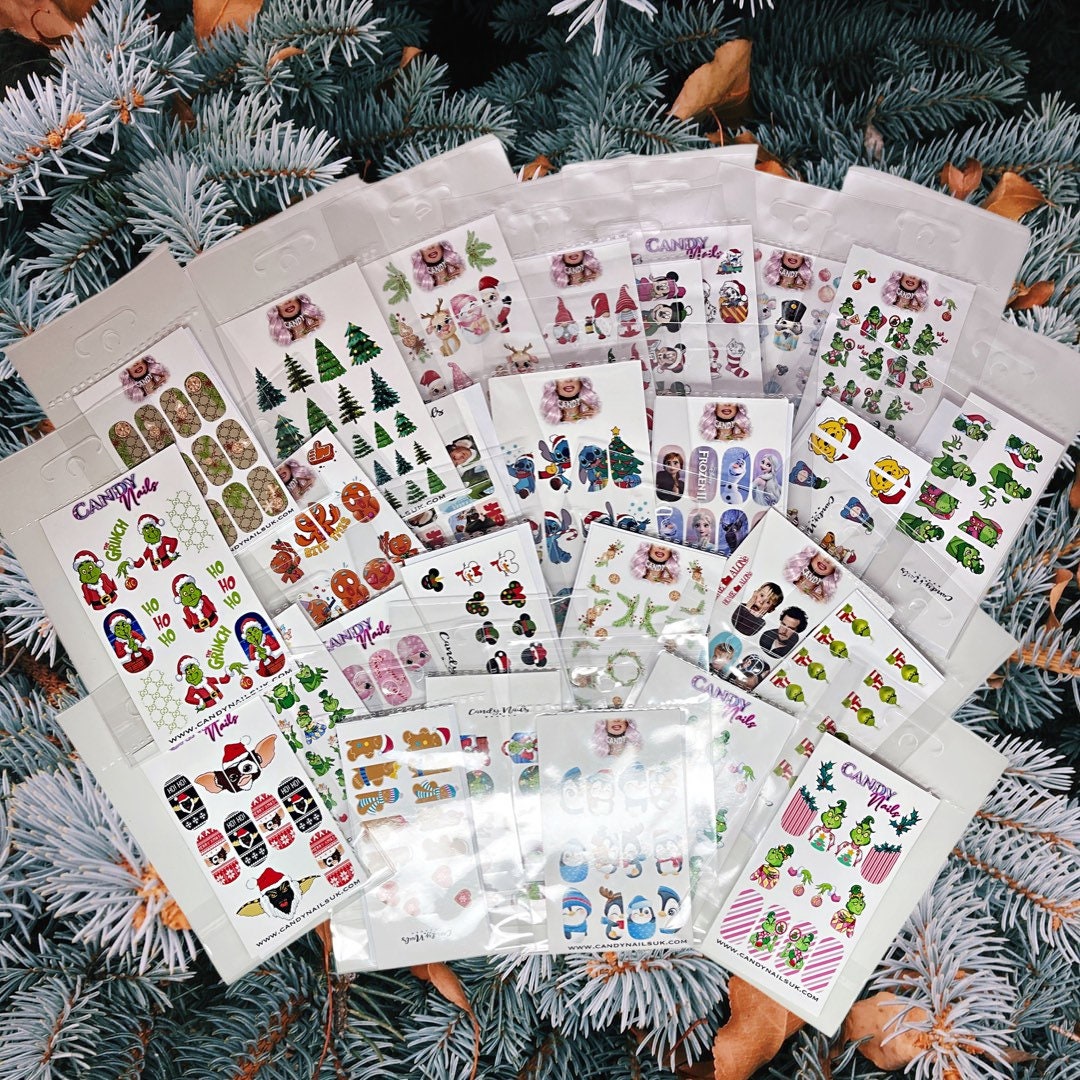 Christmas Mystery Bundle Wasserschieber Nail Decals Art Transfer/Grün Grinchy Weihnachten Nägel Wraps Festlich von CandyNailsUk