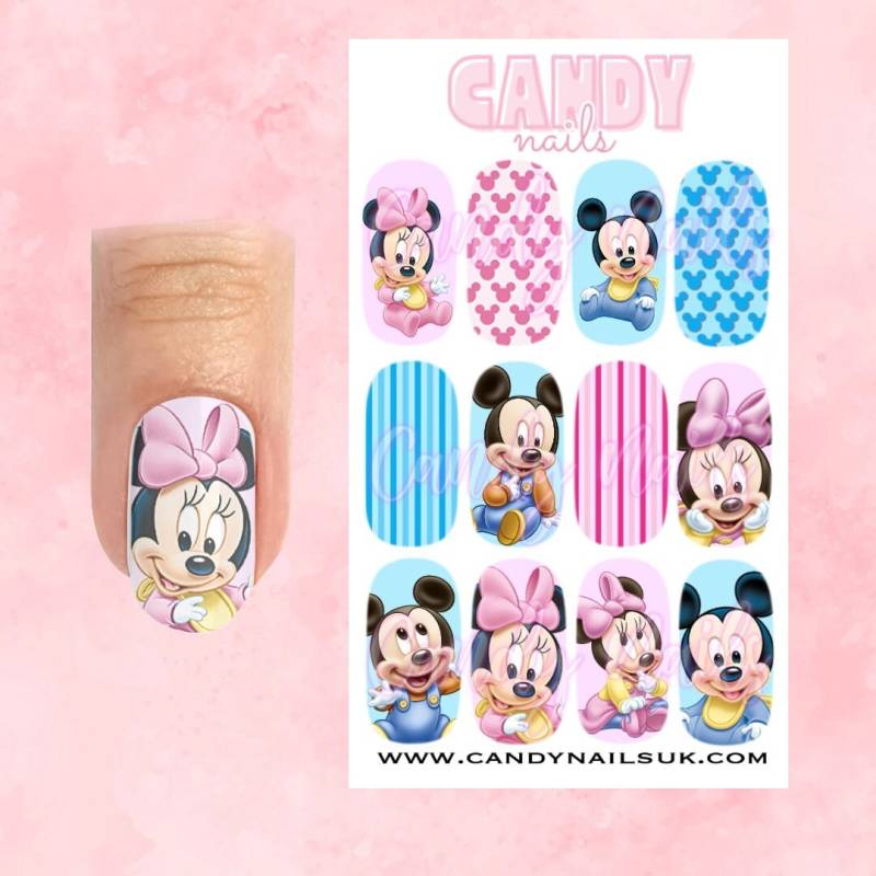 Wasserabziehbild Wasserschiebekunstnägel Transfers Mousie Mi Nie Ckey Inspiriert Geschlecht Offenbaren Baby-Mausreich von CandyNailsUk