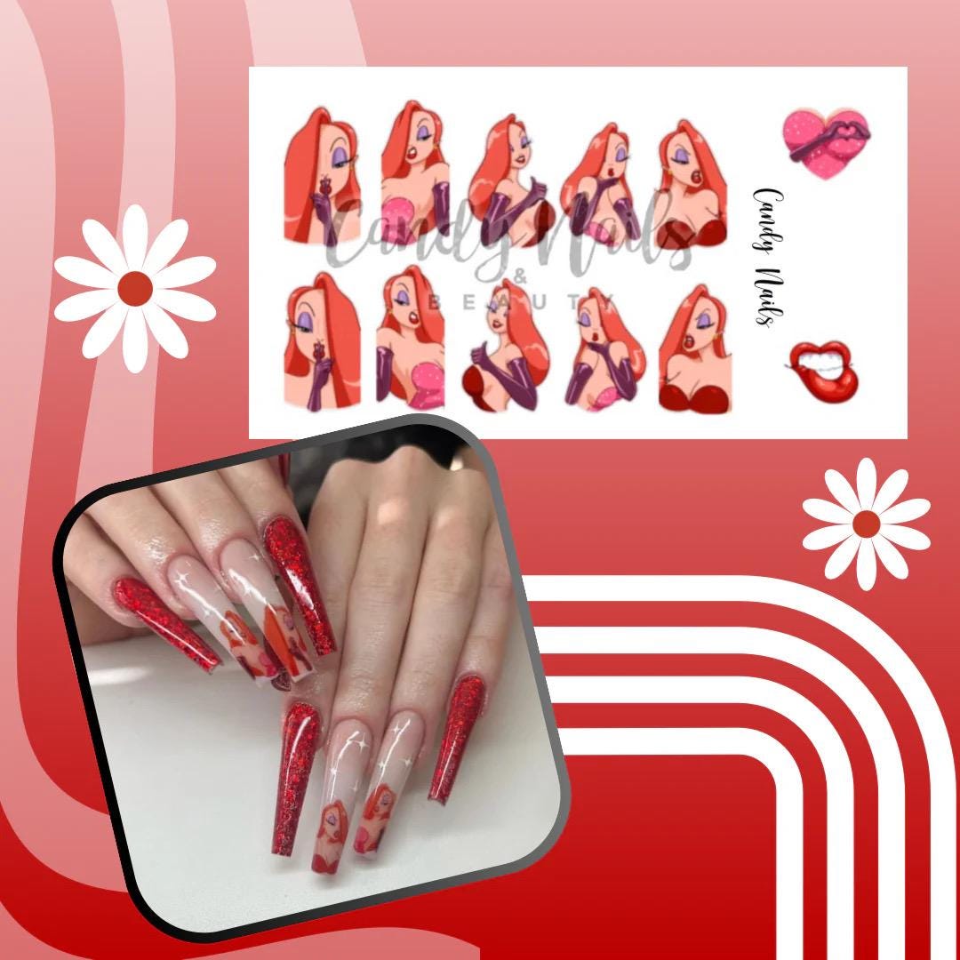 Wasserschiebefolie Abziehbilder Valentinstag Valentine Nageldesign Dekoration von CandyNailsUk