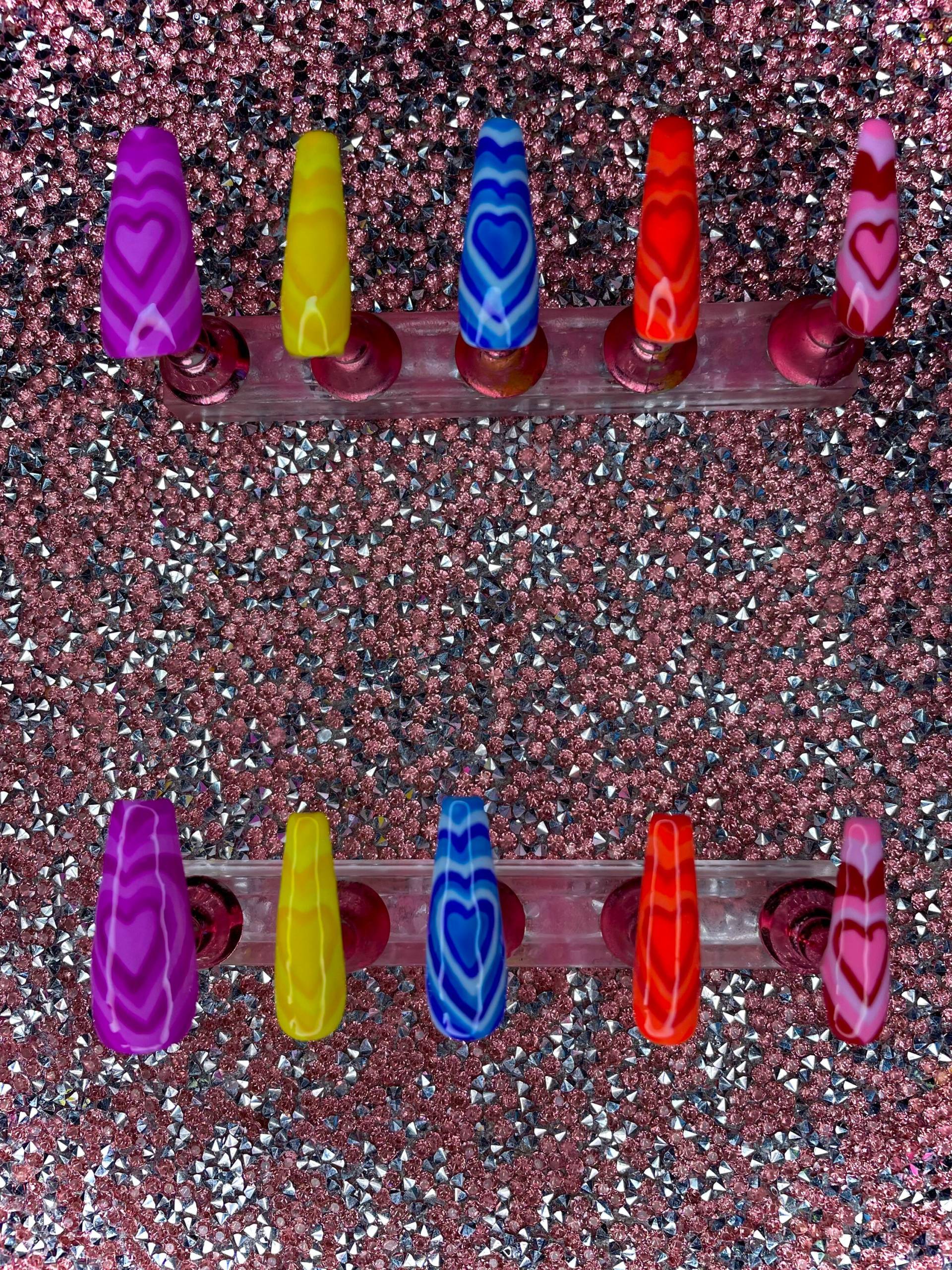 Regenbogen Herz Drücken Sie Auf Die Nägel | Lange Luxus von Candyytipz