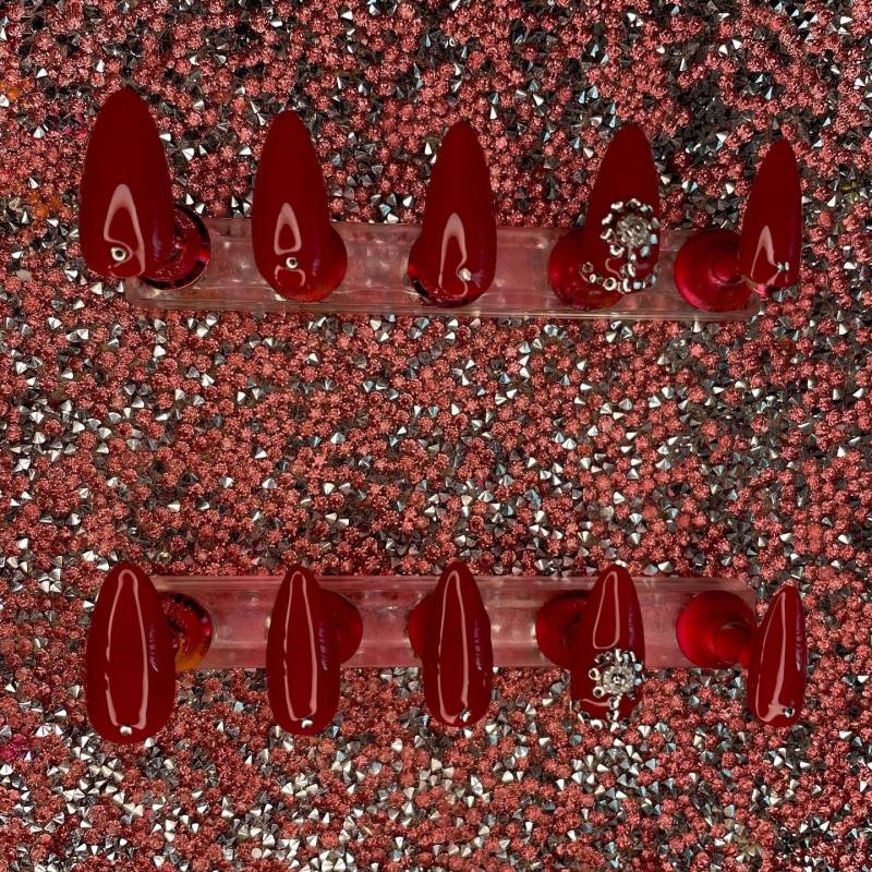 Rot Press On Nägel | Luxus Drücken Sie Auf Die Diamant Design von Candyytipz