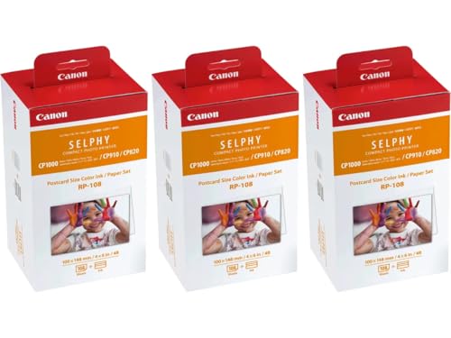 Canon Farbe ink/Paper Set, kompatibel mit SELPHY CP910/CP820/CP1200, 3Pack of RP-108 von Canon