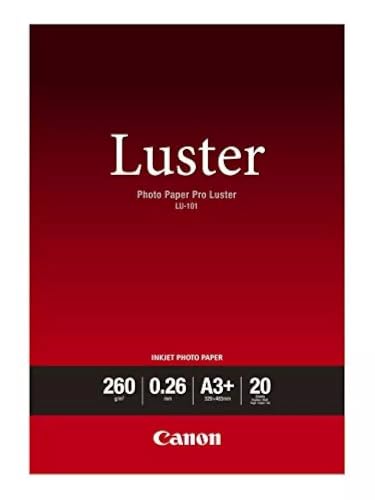 Canon Fotopapier Luster LU-101 glänzend weiß - (DIN A3+ 20 Blatt) für Tintenstrahldrucker - PIXMA Drucker 32,9x48,3 cm (260 g/qm) 242X047 von Canon