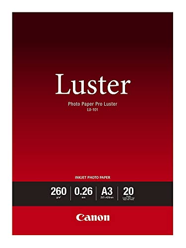 Canon Fotopapier Luster LU-101 glänzend weiß - (DIN A3 20 Blatt) für Tintenstrahldrucker - PIXMA Drucker 29,7x42 cm (260 g/qm) von Canon