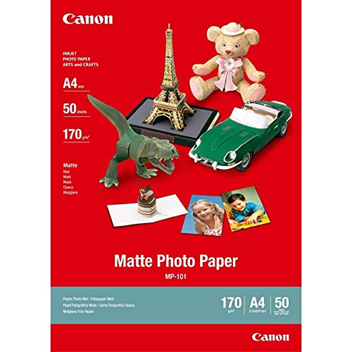 Canon Fotopapier MP-101 matt weiß - (DIN A4 50 Blatt) für Tintenstrahldrucker - PIXMA Drucker (170 g/qm), 242ZF37 von Canon