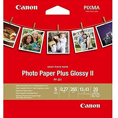 Canon 2311B060 Fotopapier PP 201 glänzend für Tintenstrahldrucker Pixma Drucker, Weiß, 265 g/qm, 13x13 cm, 20 Blatt von Canon