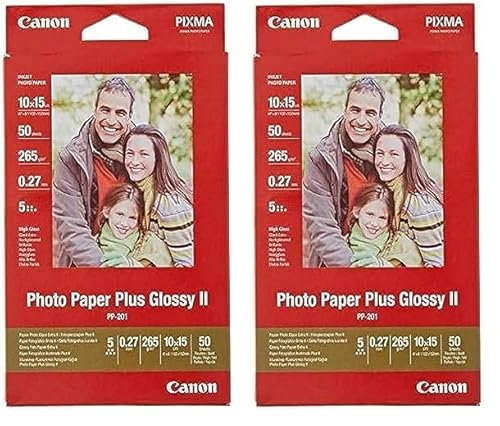 Canon Fotopapier PP-201 glänzend - 10x15 cm 50 Blatt für Tintenstrahldrucker - PIXMA Drucker (265 g/qm) 2311B003 rot (Packung mit 2) von Canon