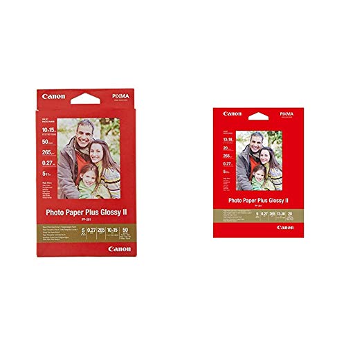 Canon Fotopapier PP-201 glänzend - 10x15 cm 50 Blatt für Tintenstrahldrucker - PIXMA Drucker (265 g/qm) & 2311B018 PP-201 plus photo paper 260g/m2 5x7 inch 20 Blatt Pack von Canon