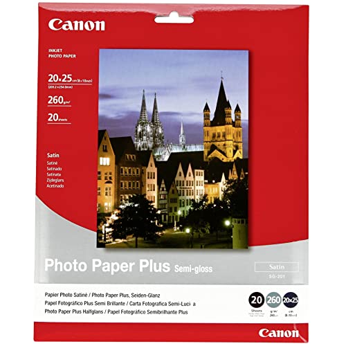 Canon Fotopapier SG-201 Plus Seidenglanz – 20x25 cm 20 Blatt Seidenmatt für Tintenstrahldrucker – PIXMA Drucker (260 g/qm) von Canon