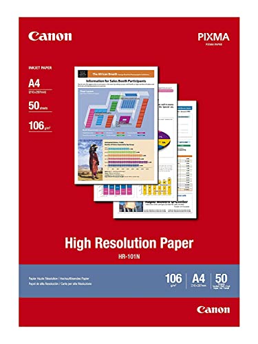 Canon HR-101N hochauflösendes Papier - DIN A4, 50 Blatt (106 g/qm) für Tintenstrahldrucker 1033A002 von Canon