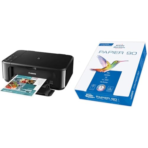 Canon PIXMA MG3650S Drucker Farbtintenstrahl DIN A4 (Scanner & Avery Zweckform 2563 Drucker-/Kopierpapier (500 Blatt, 90 g/m², DIN A4 Papier, hochweiß, für alle Drucker) 1 Pack von Canon