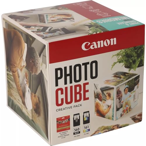 Canon Photo Cube Creative Pack, Blue - PG-560/CL-561 Ink with PP-201 Glossy Photo Paper 5x5 (40 Sheets) + Photo Frame - Compatible with PIXMA Printers von Canon