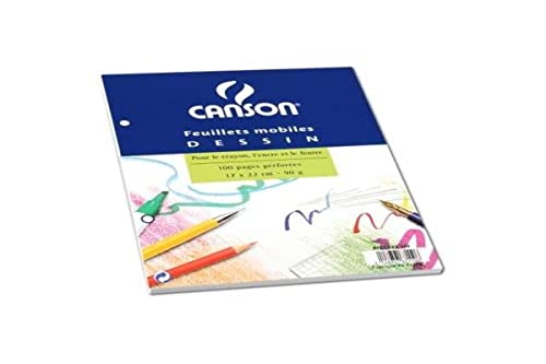 CANSON 39952 Mobiler Bogen A4, 210 x 297 mm, Zeichenpapier, Körnung 100 P, perforiert, sortiert von Canson