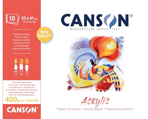 CANSON Acryl-Papier, 400 g/m², Blatt, 33 x 41 cm, Naturweiß, 10 Blatt von Canson