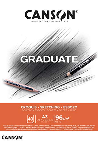 CANSON Graduate - C400110363 Skizzenpapier - Skizzenblock, DIN A3, 40 Blatt, 96 g/m² von Canson