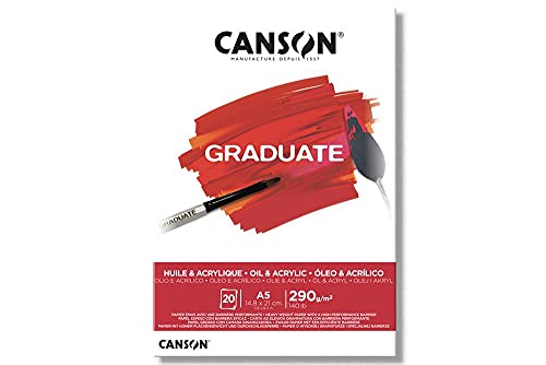 CANSON Graduate - C400110379 Öl- und Acrylpapier Block, DIN A5, 20 Blatt, 290 g/m² von Canson