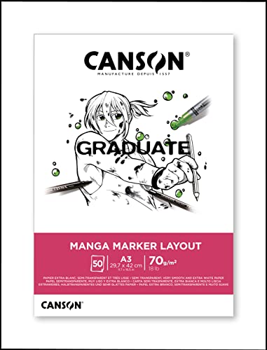 CANSON - Graduate – Manga Marker Layout – Block mit 50 Blatt – A3-70 g/m², weiß von Canson