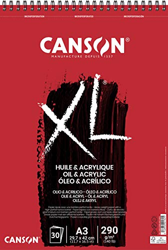 CANSON XL® Huile & Acrylique, Öl- und Acrylmalblock, DIN A3, 30 Blatt, 290 g/m² von Canson