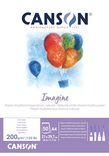 Canson 200006009 Imagine Mix-Media Papier, A5, rein weiß von Canson