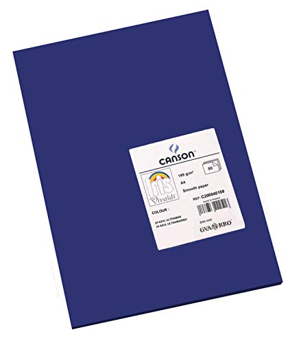 Canson 200040169 Iris Vivaldi glattes, farbiges Papier, A4, ultramarinblau 24 von Canson