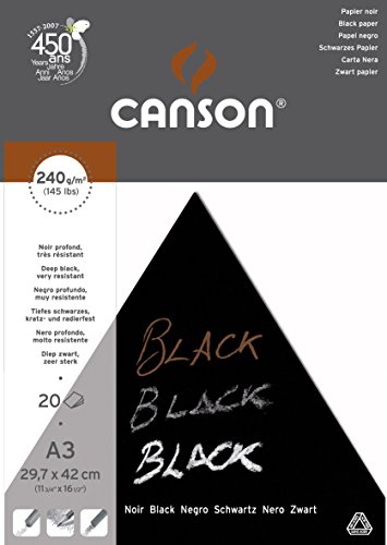 Canson 200377112 Papier, A3, tiefschwarz, A3 ou 29.7x42cm von Canson