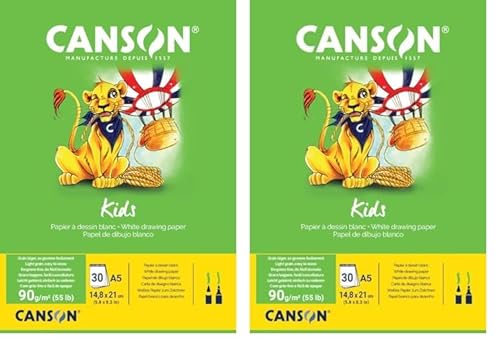 Canson 400015581 Hobby, Zeichenpapier, A5, weiss, A5 ou 14,8 x 21 cm (Packung mit 2) von Canson