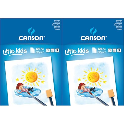 Canson 400015589 - Malblock A3, 20 Blatt, 200 g/m², weiß, A3 ou 29,7 x 42 cm (Packung mit 2) von Canson