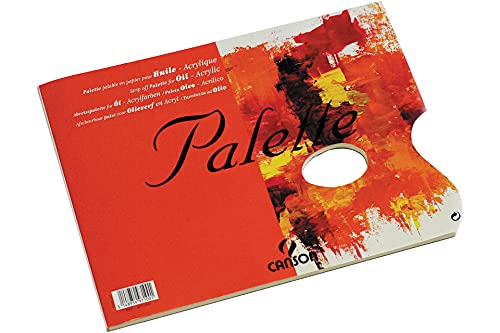 Canson 400039078 Block Ölmalpalette, 95 g/qm, 40 Blatt pro Block "an 2- Seiten geleimt", 29.7 x 42 cm, weiß von Canson