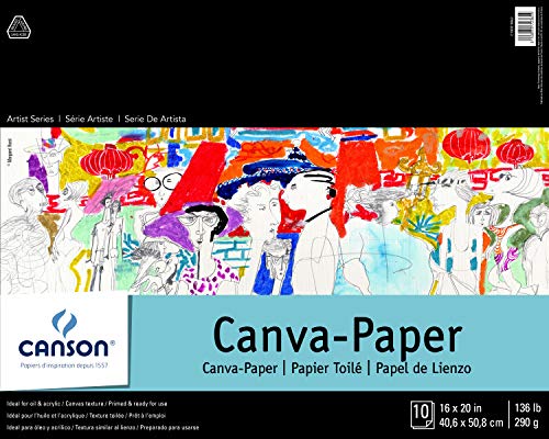 Canson Foundation Series Leinwand Papier Pad grundiert für Öl-oder Acrylfarben, Top Bound, 61,7 kg, 40,6 x 50,8 cm, 10 Blatt, 0, 16" x 20" von Canson