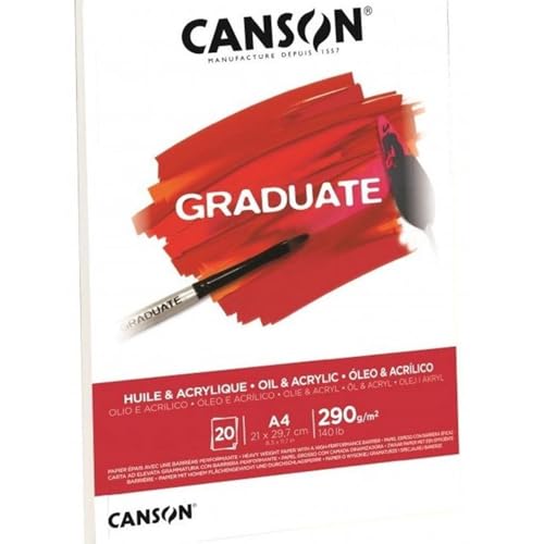 CANSON Graduate - C400110379 Öl- und Acrylpapier Block, DIN A5, 20 Blatt, 290 g/m² von Canson